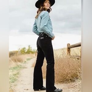 NWT Wrangler x FP Westward 626 High Rise Boot Corduroy Flare Pants Black 33/30